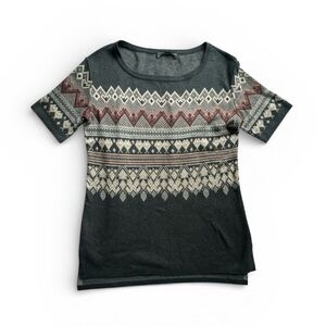 Peruvian Connection Textured Knit 100% Pima cotton short sleeve women’s Top Sz S